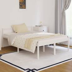 vidaXL Seniorseng 135x190 cm Dobbeltseng Massivt Fyrretræ Hvid Sengeramme