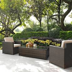 Beige Outdoor Lounge Sets Crosley Palm Harbor All Weather Wicker Outdoor Lounge Set