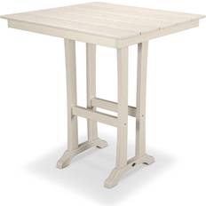 Beige Garden Table Polywood 37" Farmhouse Trestle Outdoor Bar Table