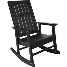 Black Outdoor Rocking Chairs Sunnydaze Rustic Comfort Black HDPE