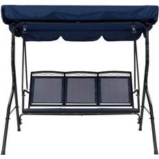 Blue Canopy Porch Swings CorLiving Navy Mesh 3-Seat Powder