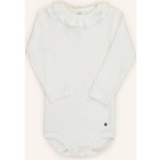 Petit Bateau Babies' Long-Sleeved Cotton Bodysuit With Ruff Collar