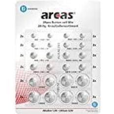 Arcas Pack de 24 piles bouton ag1 till cr2032 0% mercury