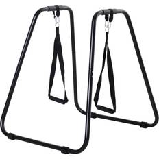 Estantes de Ejercicios Homcom Dipstation Dip Stand Bar Dips con Sling Trainer, Acero, Negro, 90x81x92.5cm 90L x 81AN x 92,5AL cm