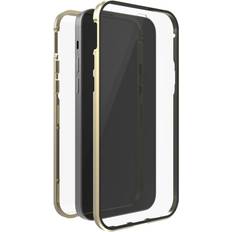 White Diamonds Fodral 360 graders glasfodral lämpligt för Apple iPhone 13 Pro I mobilskal, transparent, magnetstängning skydd (transparent med gyllene ram)