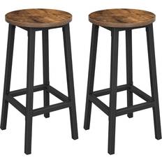 Vasagle With Footrest Brown Bar Stool 65cm 2pcs