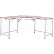 Rectangular Writing Desks Homcom L-Shaped White/Natural Writing Desk 150x150cm