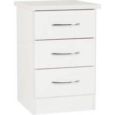 Plastic/Wood Bedside Tables SECONIQUE Nevada White Gloss Bedside Table 40x40cm