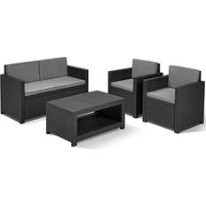 Allibert Trädgårdsmöbelset Plast Polyester Grafit Grå Loungeset