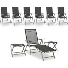 Silver Outdoor Lounge Sets vidaXL 9 Piece Garden Outdoor Lounge Set