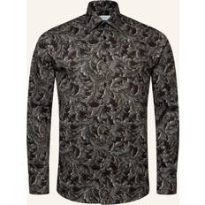 Etón Chemise noire en Twill Signature À Imprimé Floral