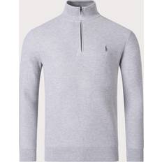 Polo Ralph Lauren Mesh-Knit Cotton Quarter-Zip Grey