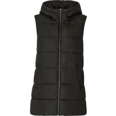 Vila Long Hooded Vest - Black