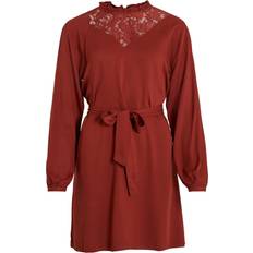 Vila Visuvita L/S Lace Dress - Fired Brick