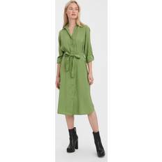 Vero Moda Women's VMBELL LS Calf Shirt Dress NOOS Hemdblusenkleid, Loden Frost