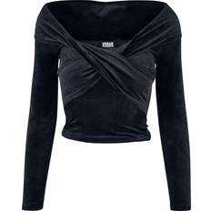 Urban Classics Ladies Ladies Velvet Rib Crossed Off Shoulder Longsleeve black