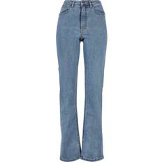 Urban Classics Women's Highwaist Straight Slit Denim Pants - Blue