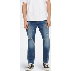 Cropped - Men Trousers & Shorts Only & Sons Avi Crop Mid Jeans Blue Denim