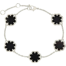 Sterling Forever Rose Petal Station Bracelet - Silver/Black