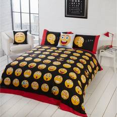 Black Fabrics Rapport Icons Emoji Reversible Duvet Cover Set Single