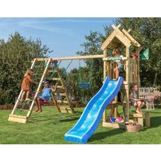 Jungle gym legetårn Jungle Gym Jungle Gym Totem legetårn komplet inkl. klatremodul og blå rutschebane 804-073C2B