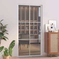 vidaXL Binnendeur 102.5 x 201.5 cm ESG Glas En Aluminium Wit