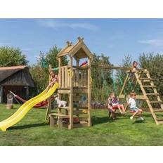 Jungle Gym Legeplads Jungle Gym Teepee legetårn komplet inkl. klatremodul og gul rutschebane 804-088C2GU