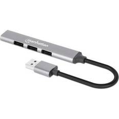 Hub USB Manhattan 168427 4 Porte Hub USB 3.0 Grigio
