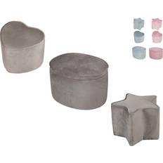 Grau Hocker Roba Kinderhocker Herzform „Lil Sofa“, bequemer Hocker Samtstoff bezogen, Pouf