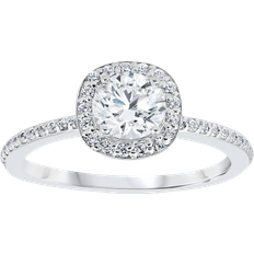 SI (1-2) Rings Pompeii3 Cushion Halo Engagement Ring - White Gold/Diamond