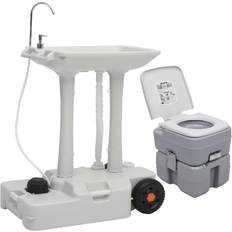 VidaXL Toilettes vidaXL Ensemble de Toilette et support de lavage des mains de Camping Equipement de Caravane Chantiers de Construction Voyages en Camping-car