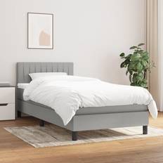 vidaXL Box Spring Con Colchón Tela Gris Claro 80x200 cm Cama Continental