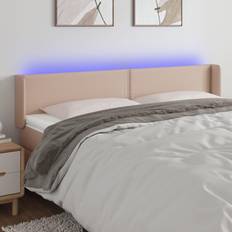 vidaXL LED cappuccino 183x16x78/88 konstläder Sänggavel