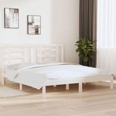 180cm Strutture letto vidaXL Giroletto Bianco in Legno Massello 180x200 cm Super King