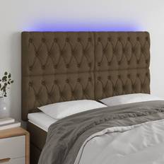 vidaXL LED-lys 144x7x118/128 stof mørkebrun Sengegavl