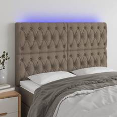 vidaXL LED-lys stof gråbrun Sengegavl