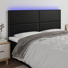 vidaXL LED Svart 160x5x118/128 cm Konstläder Sänggavel