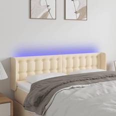 Senge & Madrasser vidaXL LED-lys stof cremefarvet Sengegavl