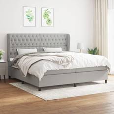 vidaXL Box Spring Con Colchón Tela Gris Claro 200x200 cm Cama Continental