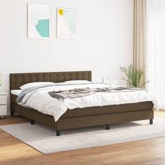 vidaXL Box Spring Con Colchón Marrón Oscuro 180x200 cm Cama Continental