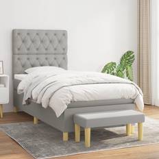 vidaXL Boxspring Met Matras Stof Lichtgrijs 80x200 cm