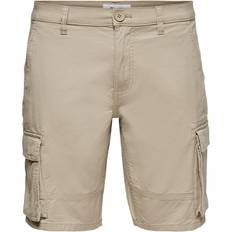Only & Sons Regular Fit Cargoshorts mit Gürtelschlaufen Hellbraun