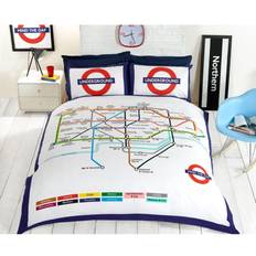 Multicolore Biancheria da Letto Rapport Underground Ldnund London, Policotone, Rosso, Doppio Copripiumino Bianco, Multicolore