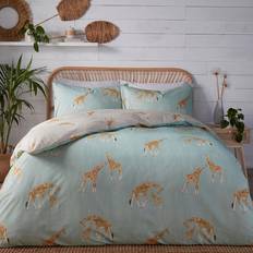 Cotton Bed Linen Fusion Milo Giraffe Print Care Duvet Cover Blue