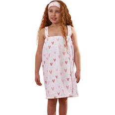 Polyester Grooming & Bathing Heart Print Kids Towel Dress Headband Changing Robe