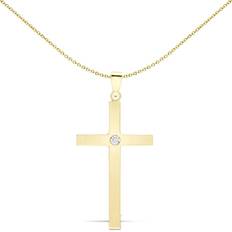 9k - Diamond Charms & Pendants Jewelco London Minimalist Cross Pendant - Gold/Diamond