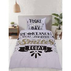Textiles Rapport Today Is The Day Single Duvet Cover White, Black, Gold