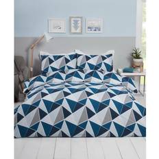 Textiles Rapport Triangular Geometric Patterened Duvet Cover Grey, Blue