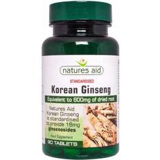 Vitamins & Supplements Natures Aid Korean Ginseng 40mg 600mg equiv, Tablets.