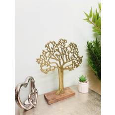 Or Figurines Antique Gold Tree On Wooded Base 27cm Figurine